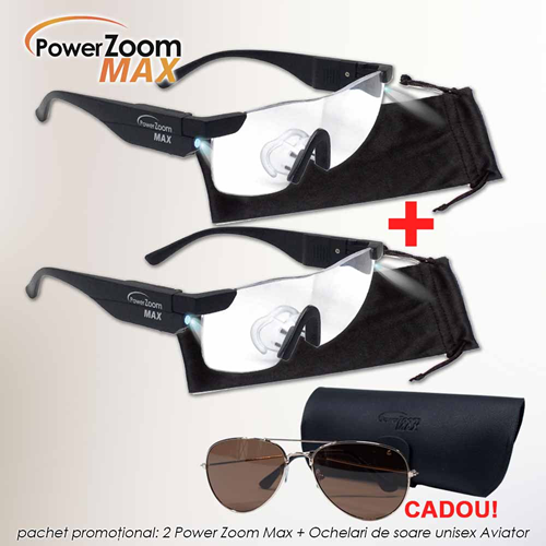 Power Zoom Max - Ochelari Lupa Pentru Marire 160% LED - 2  bucati